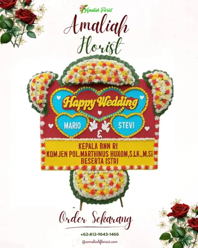 Karangan Papan Bunga Pernikahan di Biawu